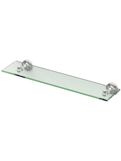 Tavern Glass Bathroom Shelf in Polished Nickel.